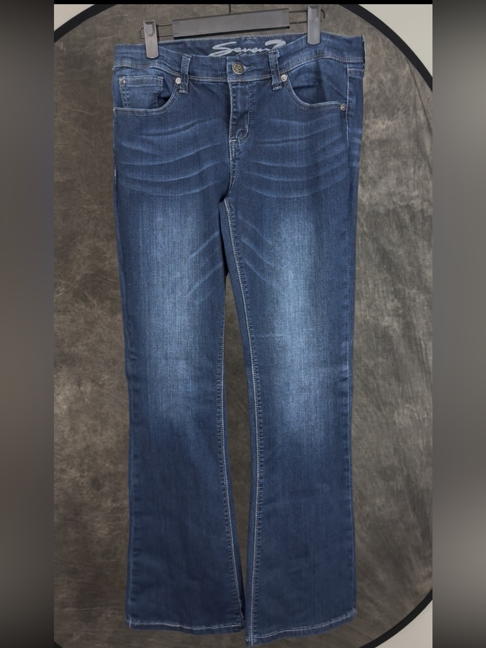Seven7 Size 10 | Dark Wash Bootcut Jeans w/ Embellished Back Pockets